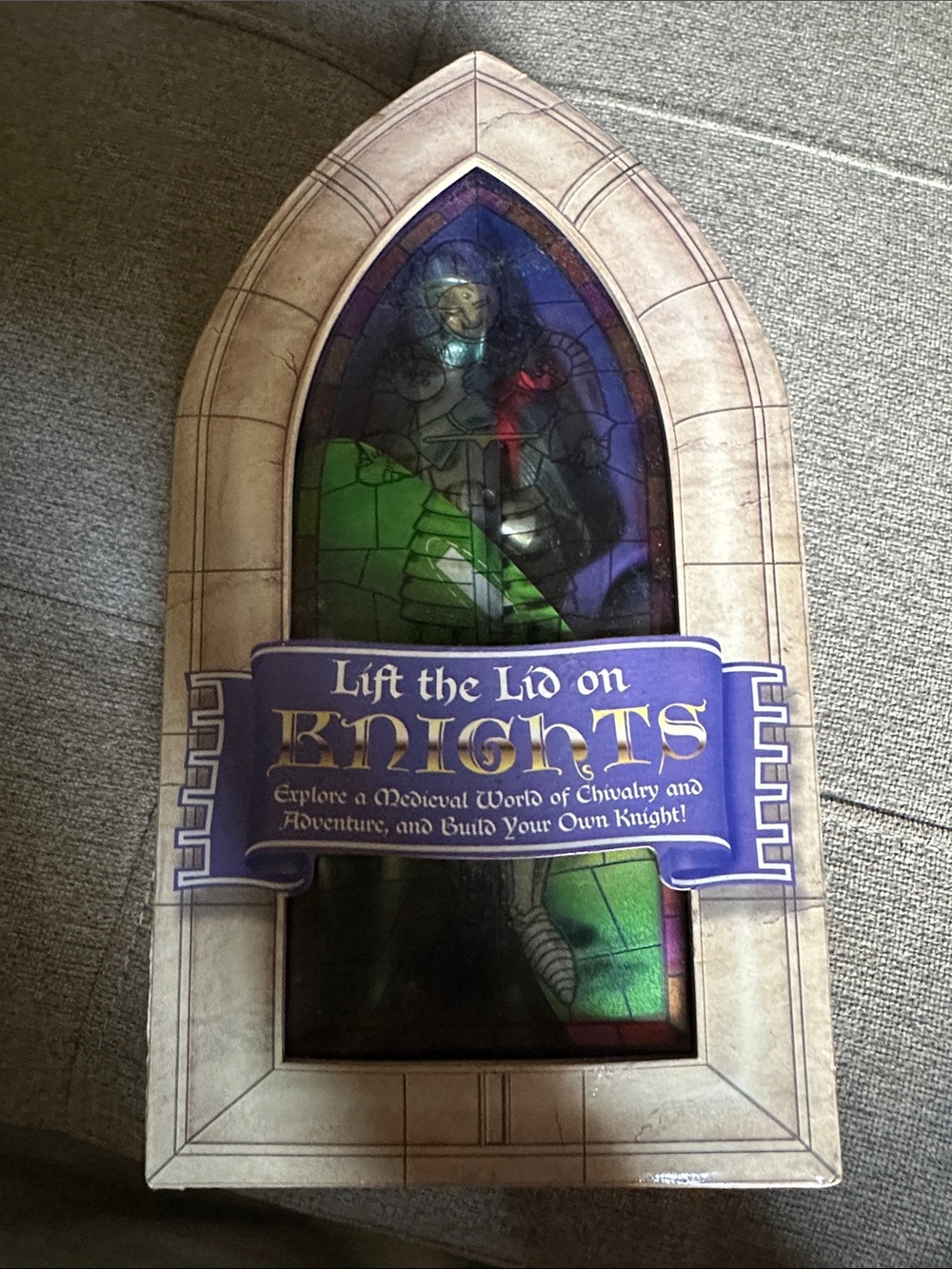 Medieval Knight Stained-Glass Wall Accent - Purple & Green